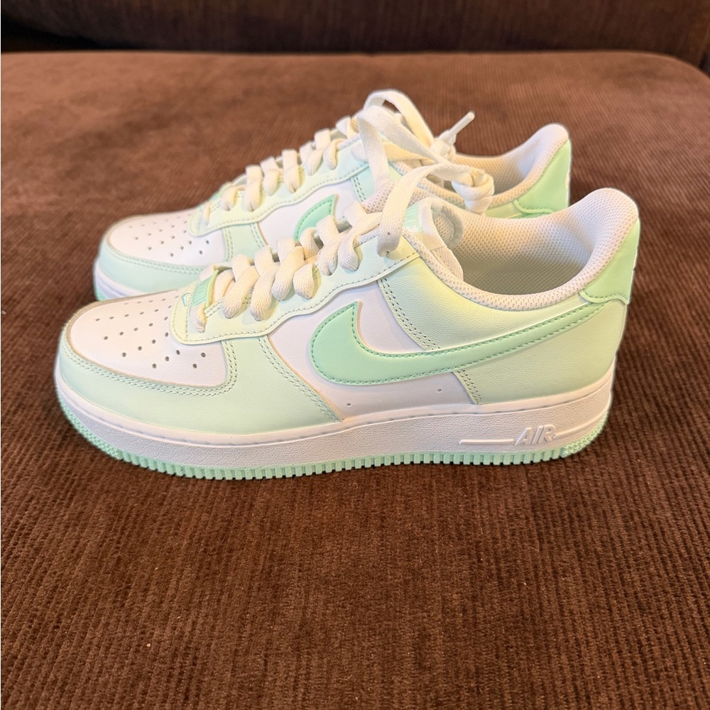 Nike Air Force 1 Pastel Green and White Sneakers